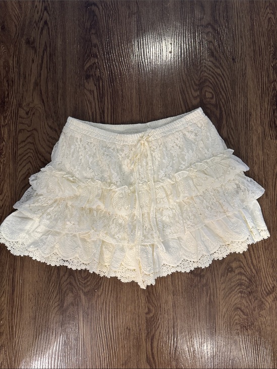 Listicle Pants - Listicle Cream Lace Ruffle Women's Shorts